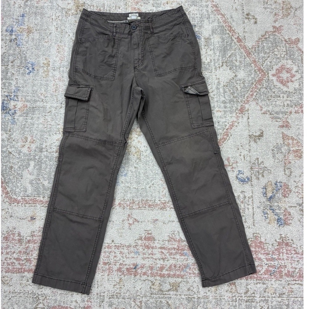 L.L.Bean Favorite Fit Cargo Pants Sz 12 Reg Gray Stretch Canvas Utility Hiking